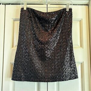 CAbi Black Sequin A-line Strapless pull on top, M
